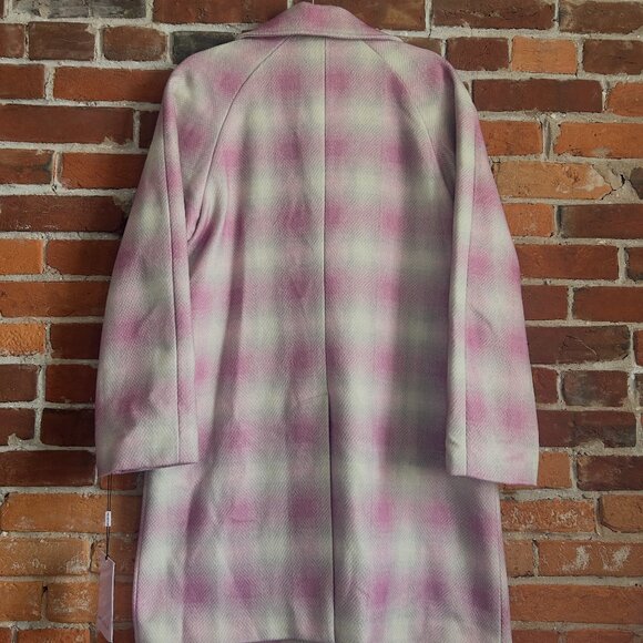 Avec Les Filles Raglan Walking Coat in Dusty Pink Plaid (M) (NWT) - Picture 2 of 7